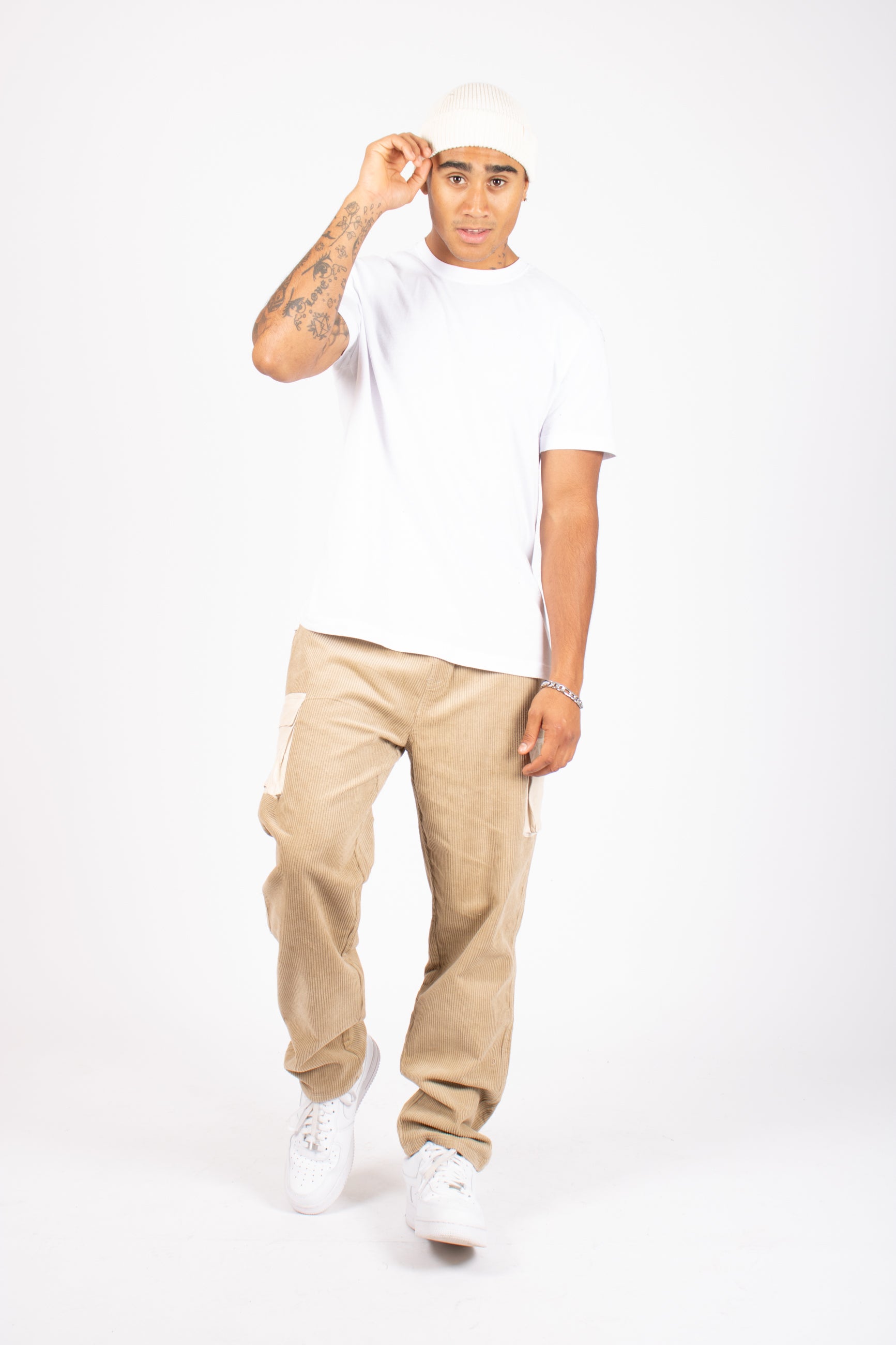 Varsity Beige Straight Corduroy Trouser