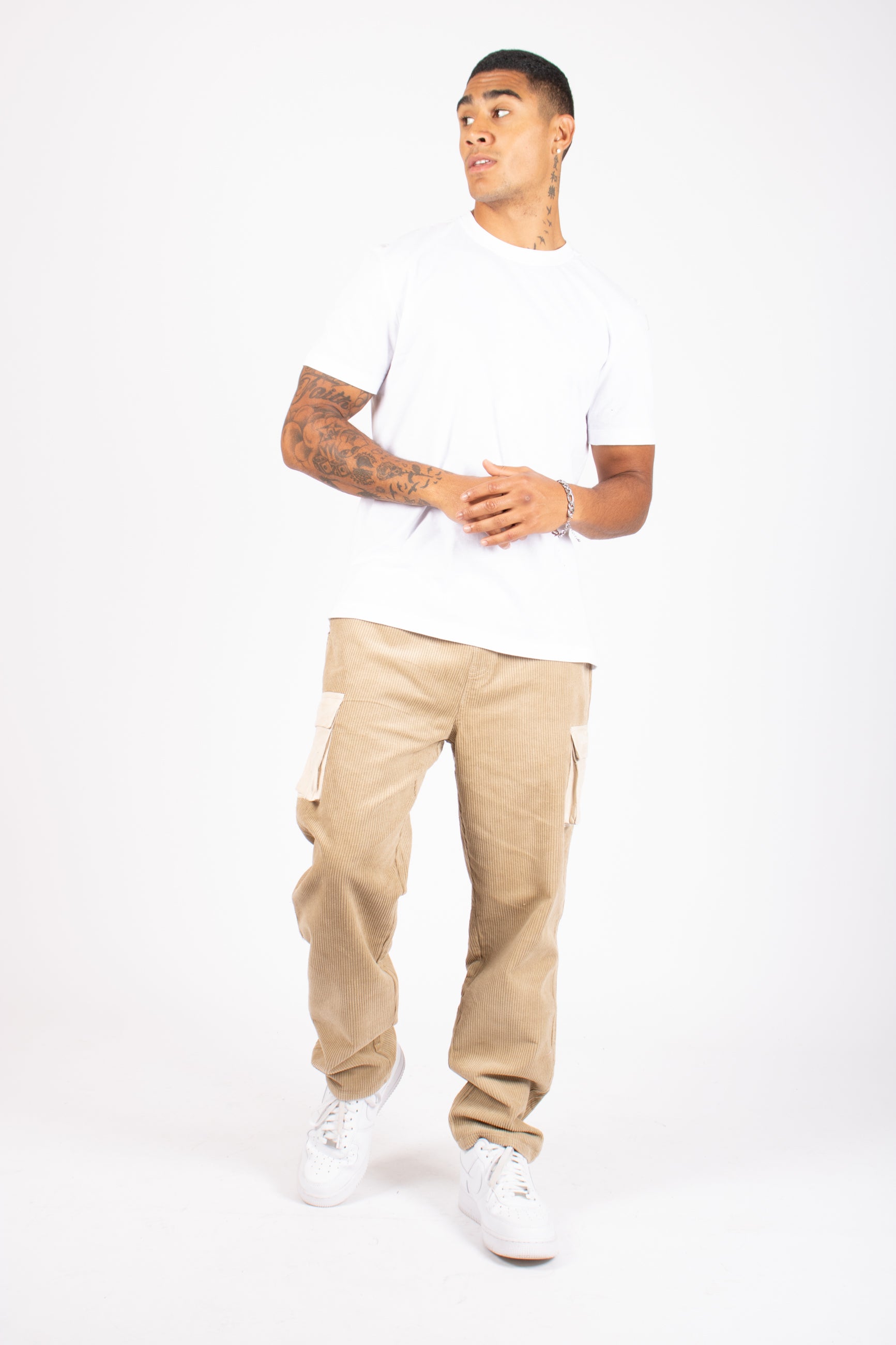 Varsity Beige Straight Corduroy Trouser