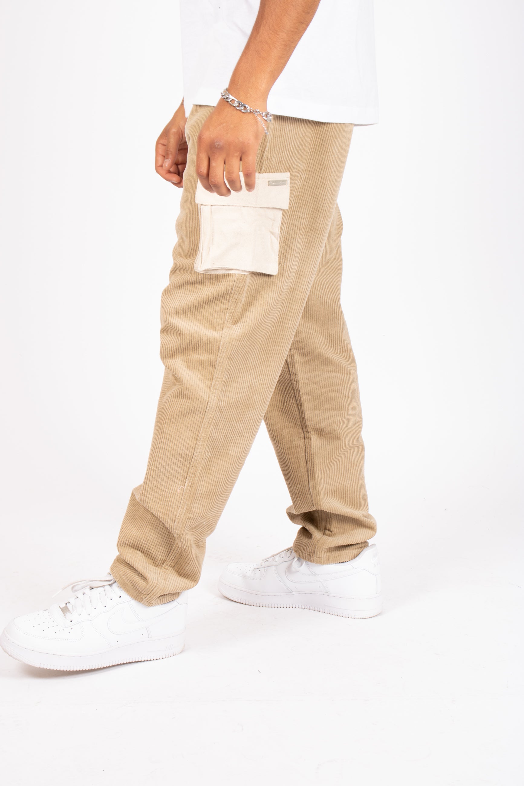 Varsity Beige Straight Corduroy Trouser