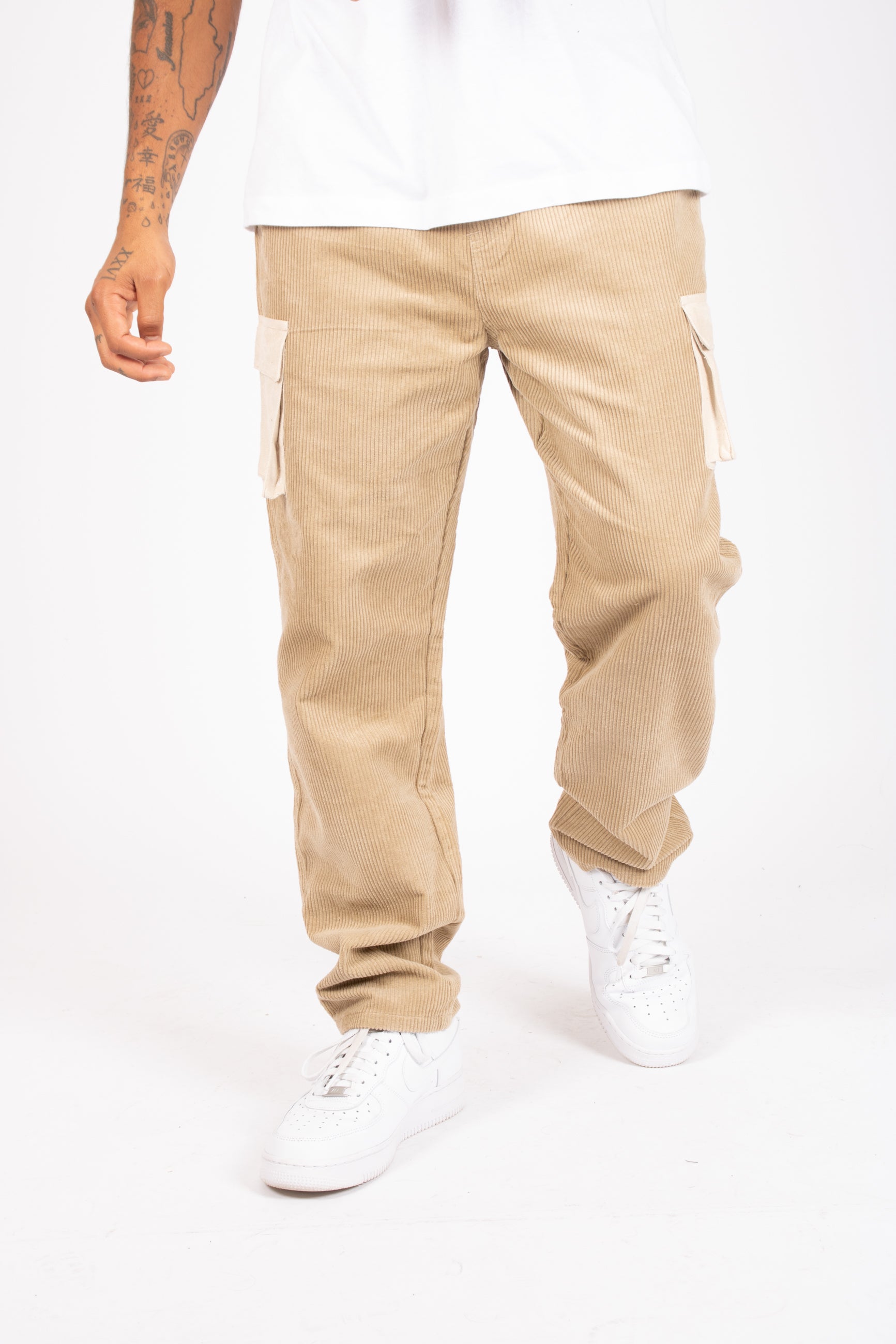 Varsity Beige Straight Corduroy Trouser