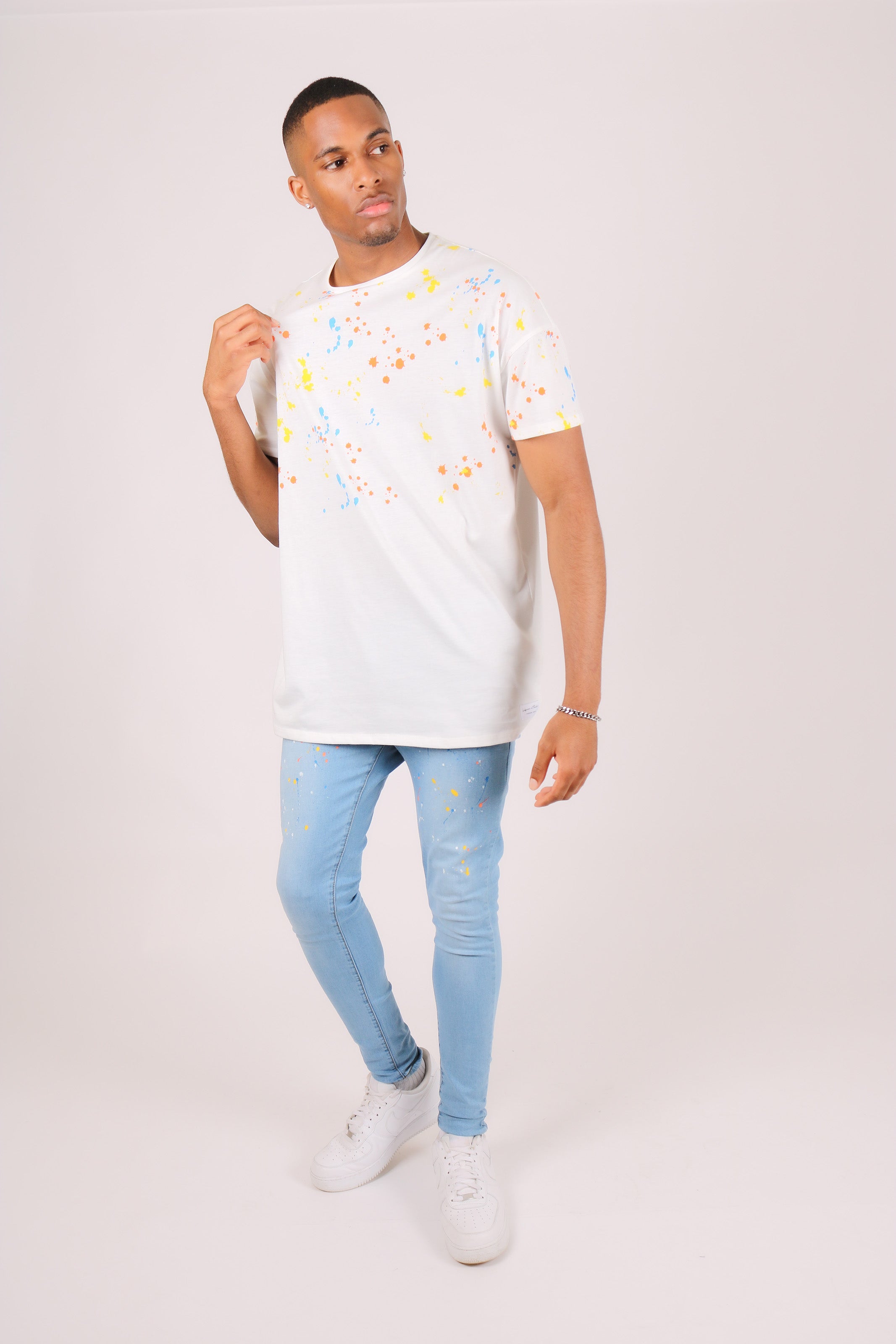 Oversized White Paint Splatter T-Shirt