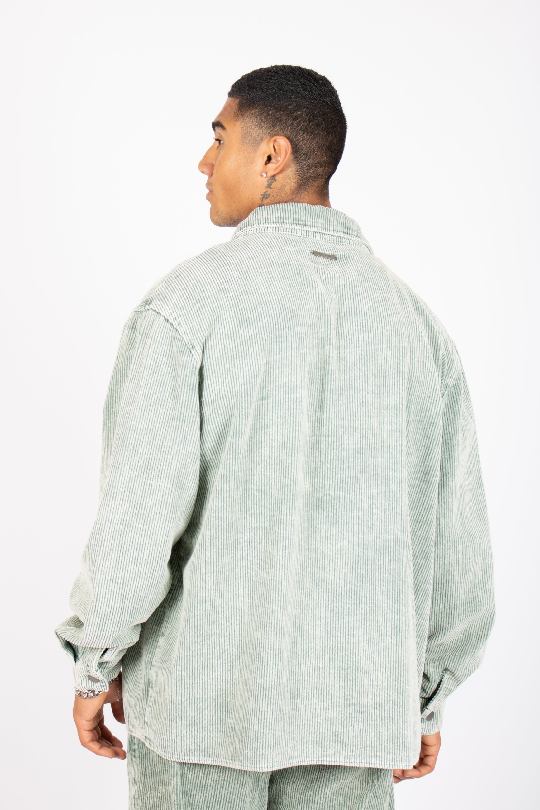 Washed Acid Green Corduroy Relaxed Shirt