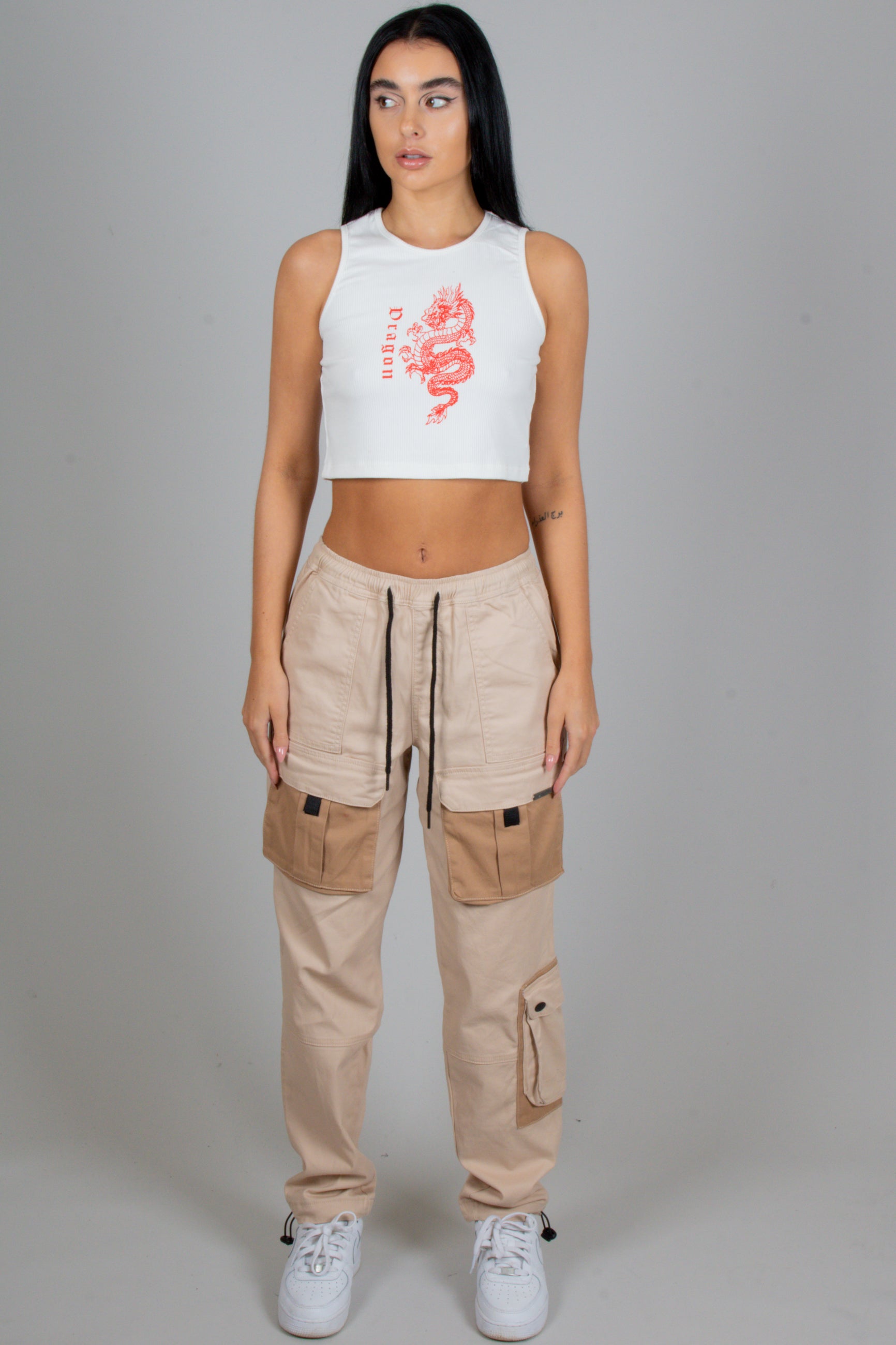 Stone & Beige Tech Utility Straight Leg Cargos