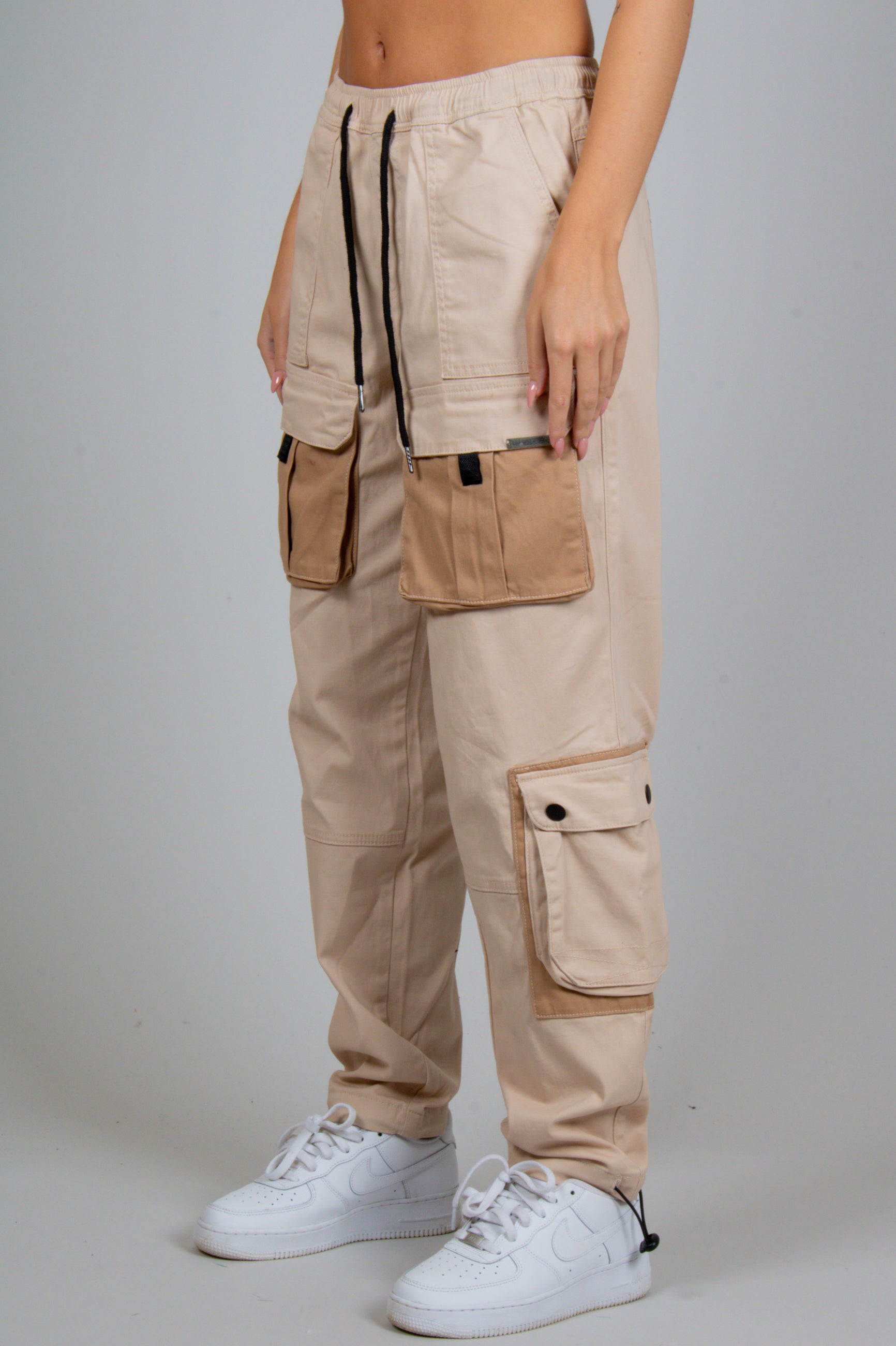 Stone & Beige Tech Utility Straight Leg Cargos