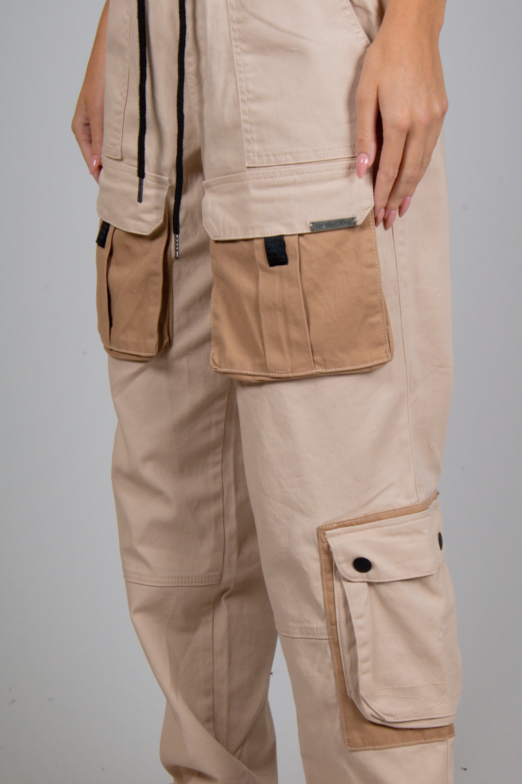 Stone & Beige Tech Utility Straight Leg Cargos