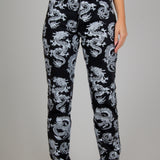All-Over Dragon Print Straight Leg Jean