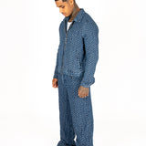 Bubble Denim Zip Up Denim Jacket