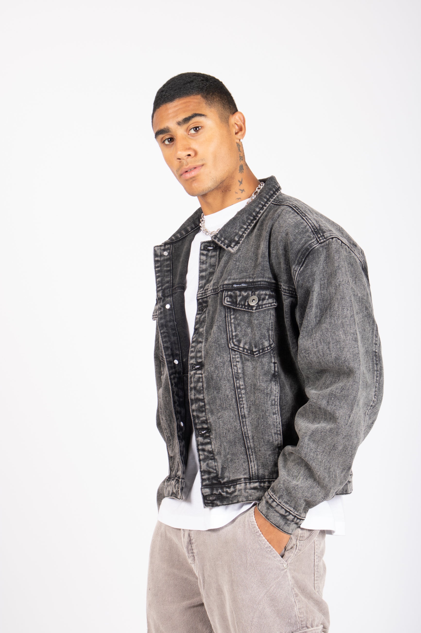 Jaden Acid Grey Oversized Denim Jacket