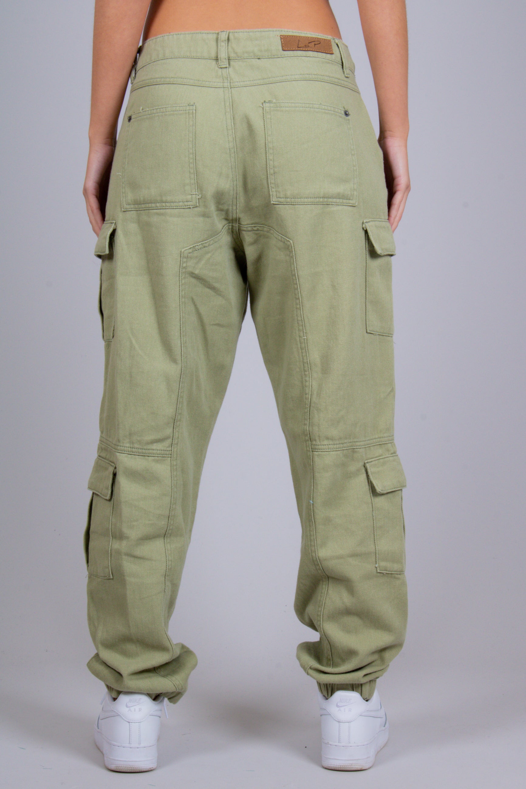 Relaxed Fit Cargo Trouser in Khaki Twill Denim