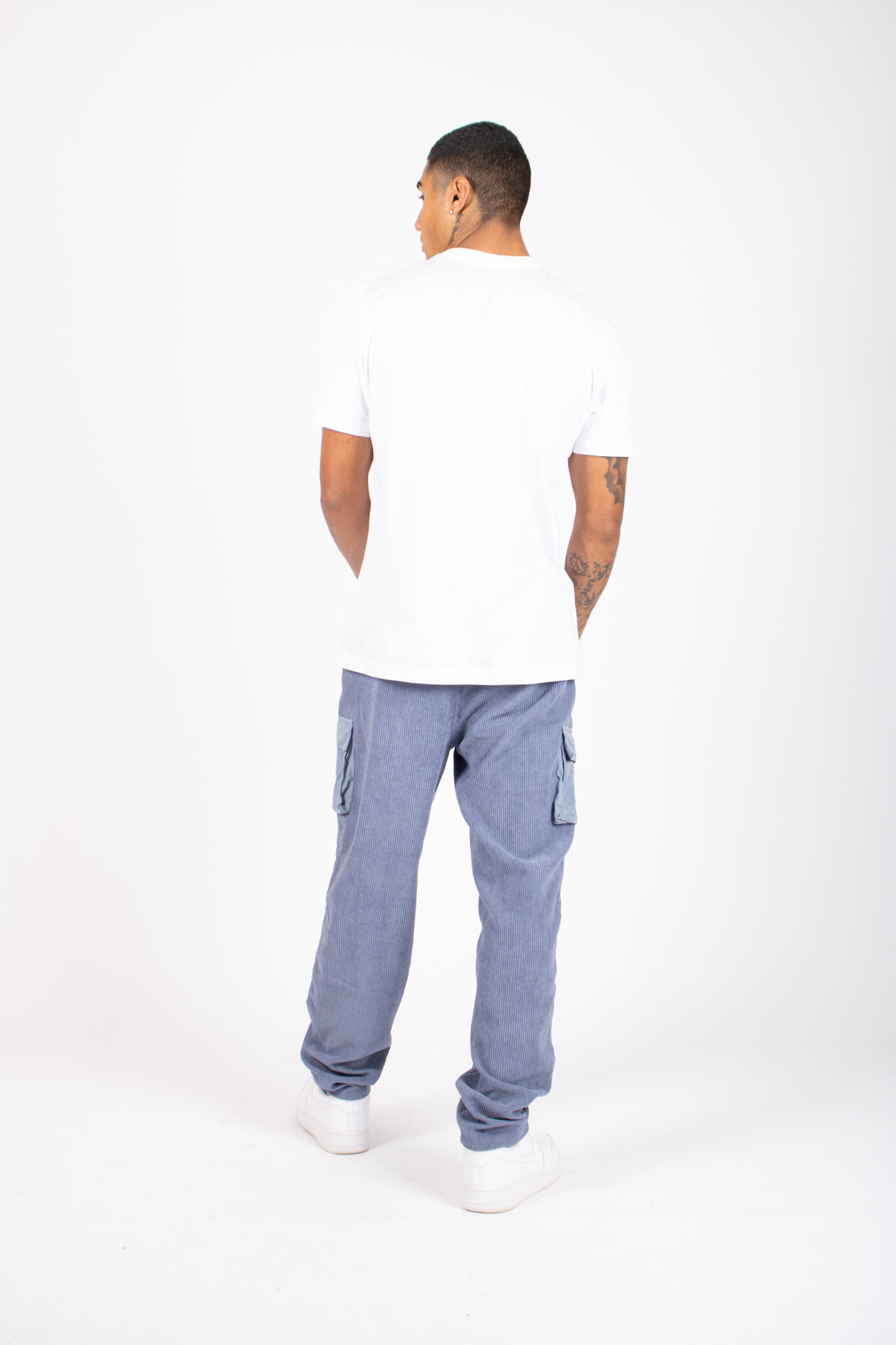 Powder Blue Corduroy Cargo Trouser