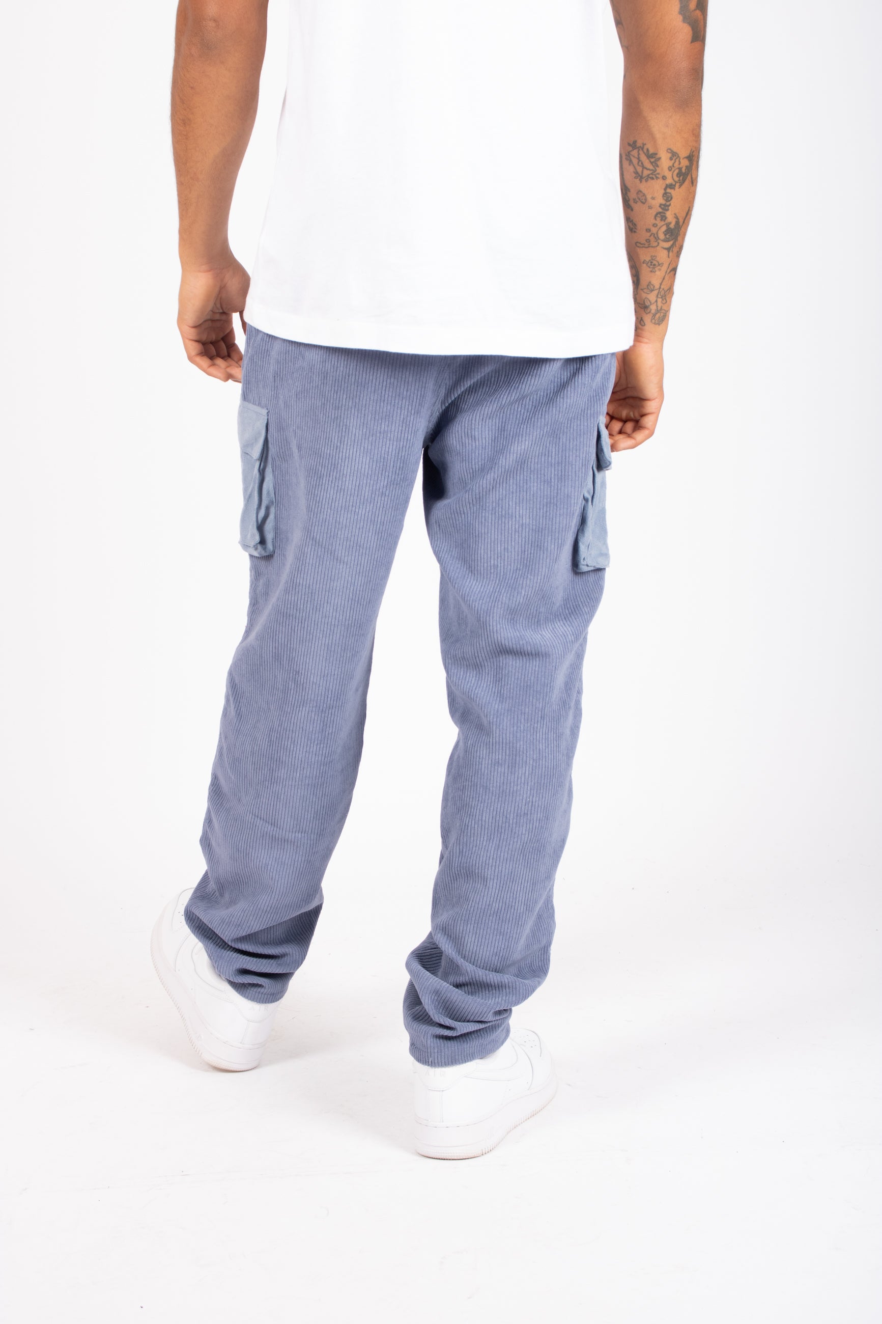 Powder Blue Corduroy Cargo Trouser