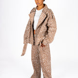 OVERSIZED BAMBI PRINTED BIKER JACKET