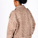 OVERSIZED BAMBI PRINTED BIKER JACKET
