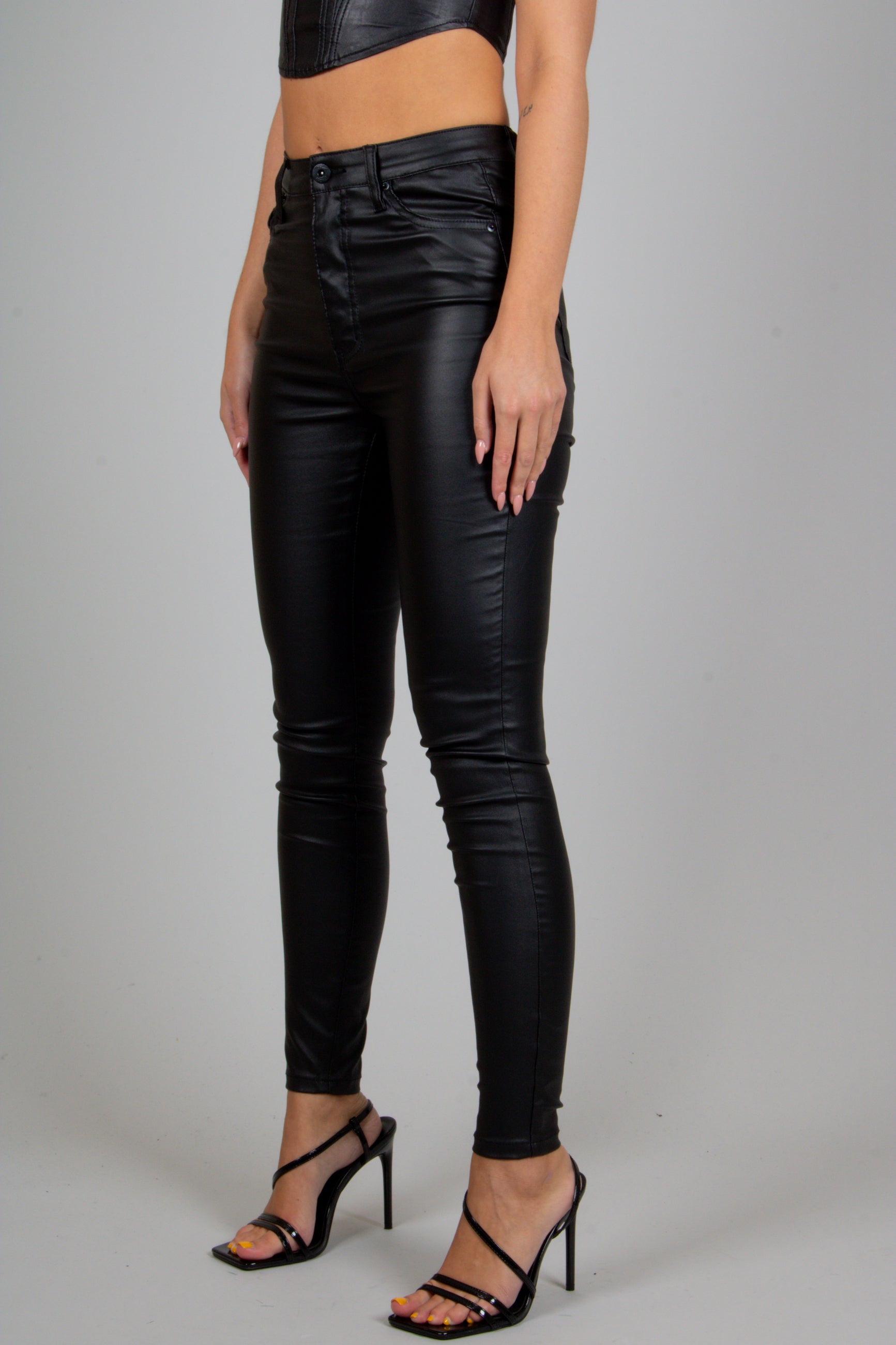 Faux Black Leather Skinny Trouser