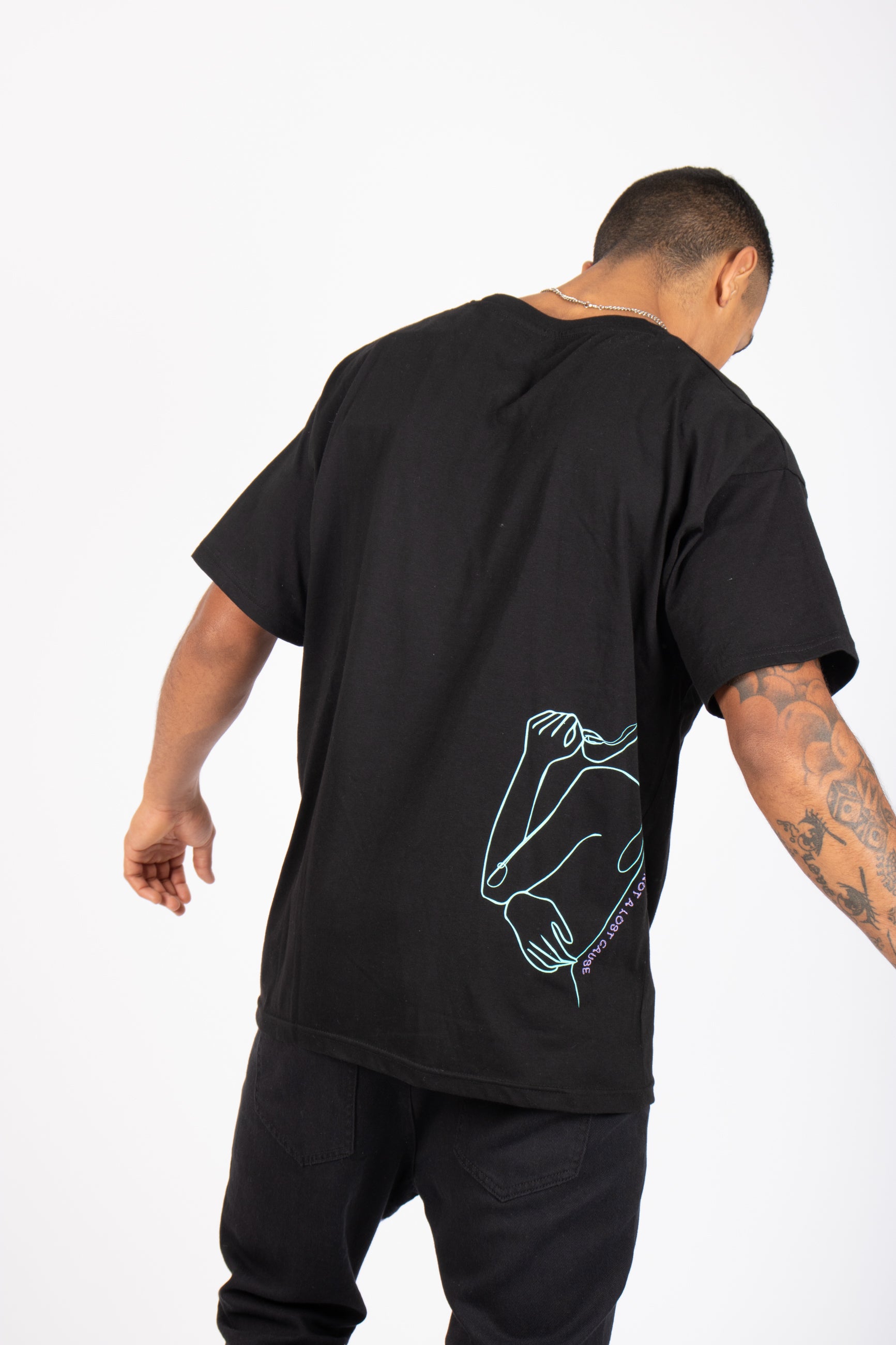 Distorted Faces Oversized Black T-Shirt