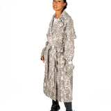 Snake Printed Denim Trench