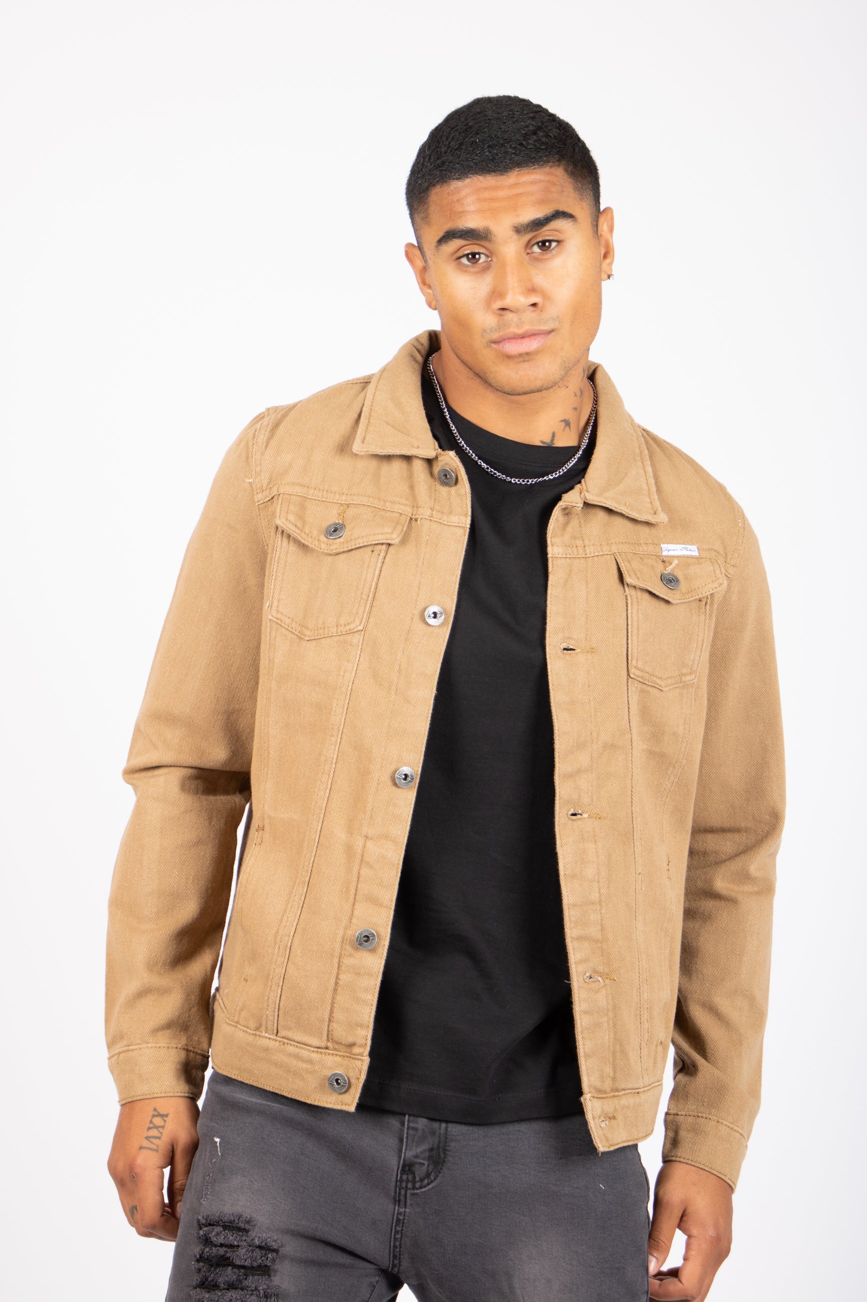Liquor n Poker Norton Denim Jacket In Tan