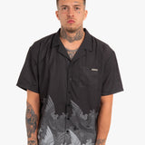 Oversized Boxy Shirt With Ombre Japanese Bird Print