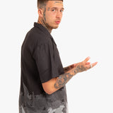 Oversized Boxy Shirt With Ombre Japanese Bird Print