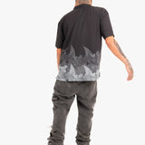 Oversized Boxy Shirt With Ombre Japanese Bird Print