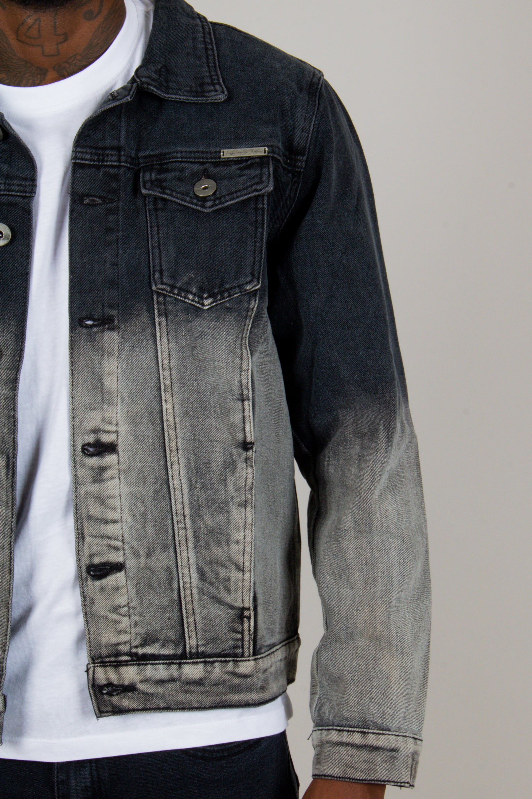 Norton Fitted Denim Jacket In Ombre Effect