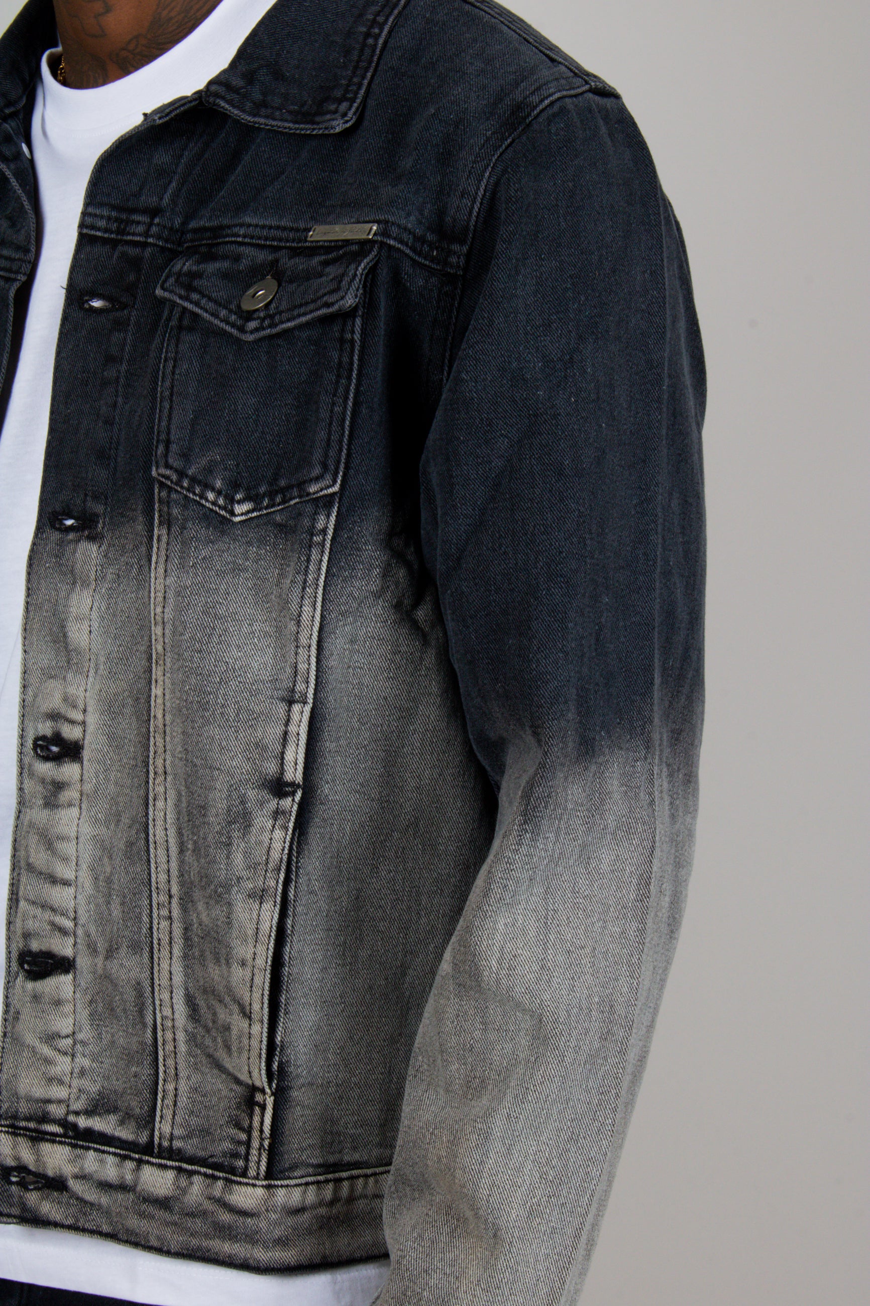 Norton Fitted Denim Jacket In Ombre Effect