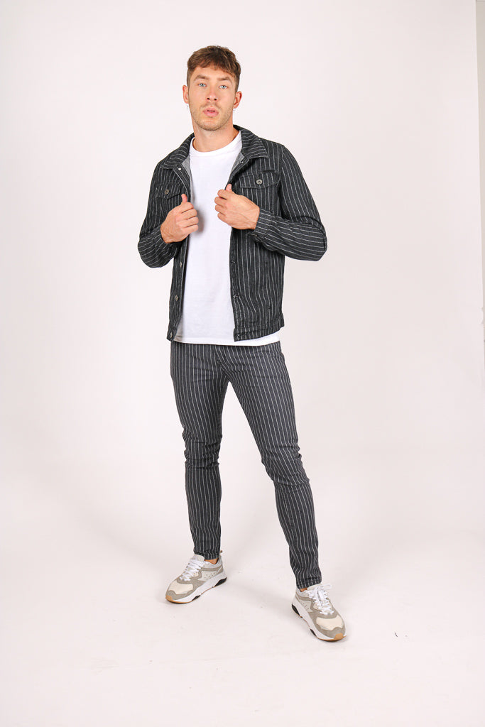 Pinstripe Denim Jacket