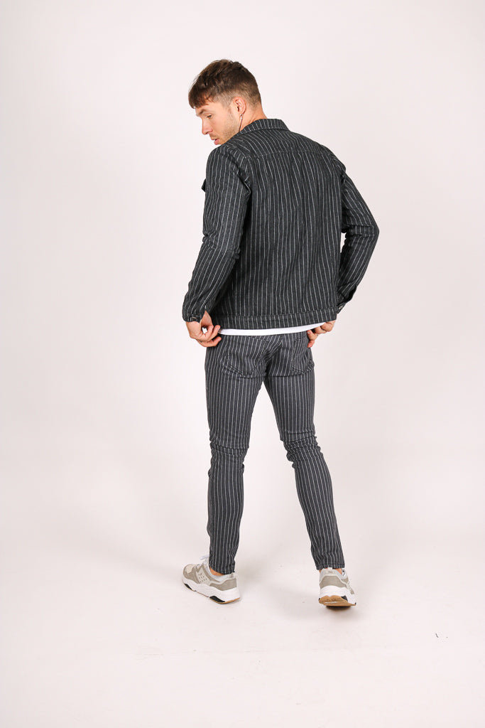 Pinstripe Denim Jacket