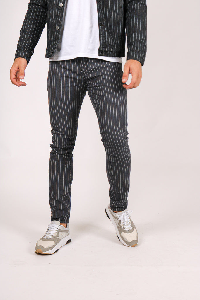 Pinstripe Denim Jacket