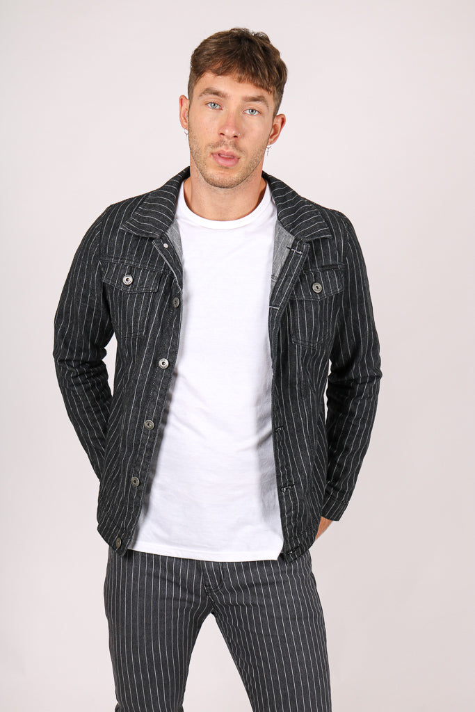 Pinstripe Denim Jacket