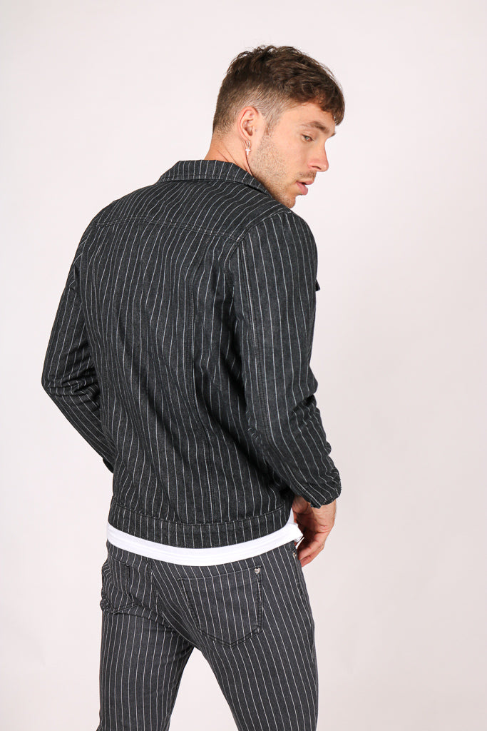 Pinstripe Denim Jacket