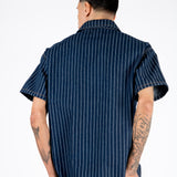 Indigo Pinstripe Varsity Denim Shirt