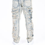 Relaxed Stacked Distressed Denim Jeans