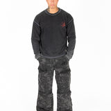 Black Floral Printed Cargos