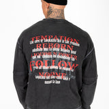Oversized 'Principles Of Life' Motif Graphic Printed Long Sleeve