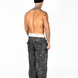 Black Floral Printed Cargos