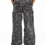 Black Floral Printed Cargos