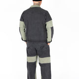 Khaki & Black Biker Panelled Denim Jacket