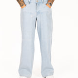 Bleach Wash Denim Baggy Carpenter Jeans