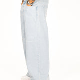 Bleach Wash Denim Baggy Carpenter Jeans