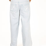 Bleach Wash Denim Baggy Carpenter Jeans