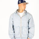 Oversized Bleach Wash Denim Hooded Jacket