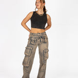 Washed Pink Straight Leg Cargo