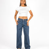 Indigo Pinstripe Varsity Jean