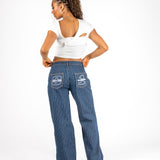 Indigo Pinstripe Varsity Jean
