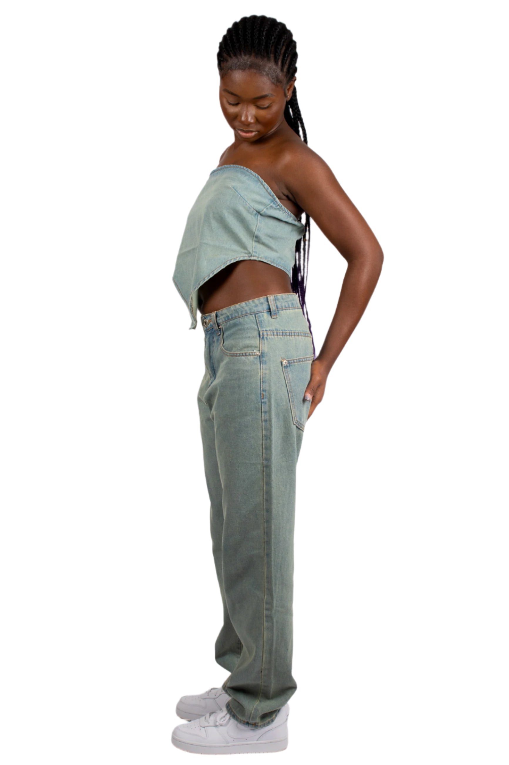 FAE Dirty Bleach High Waist Leg Jeans