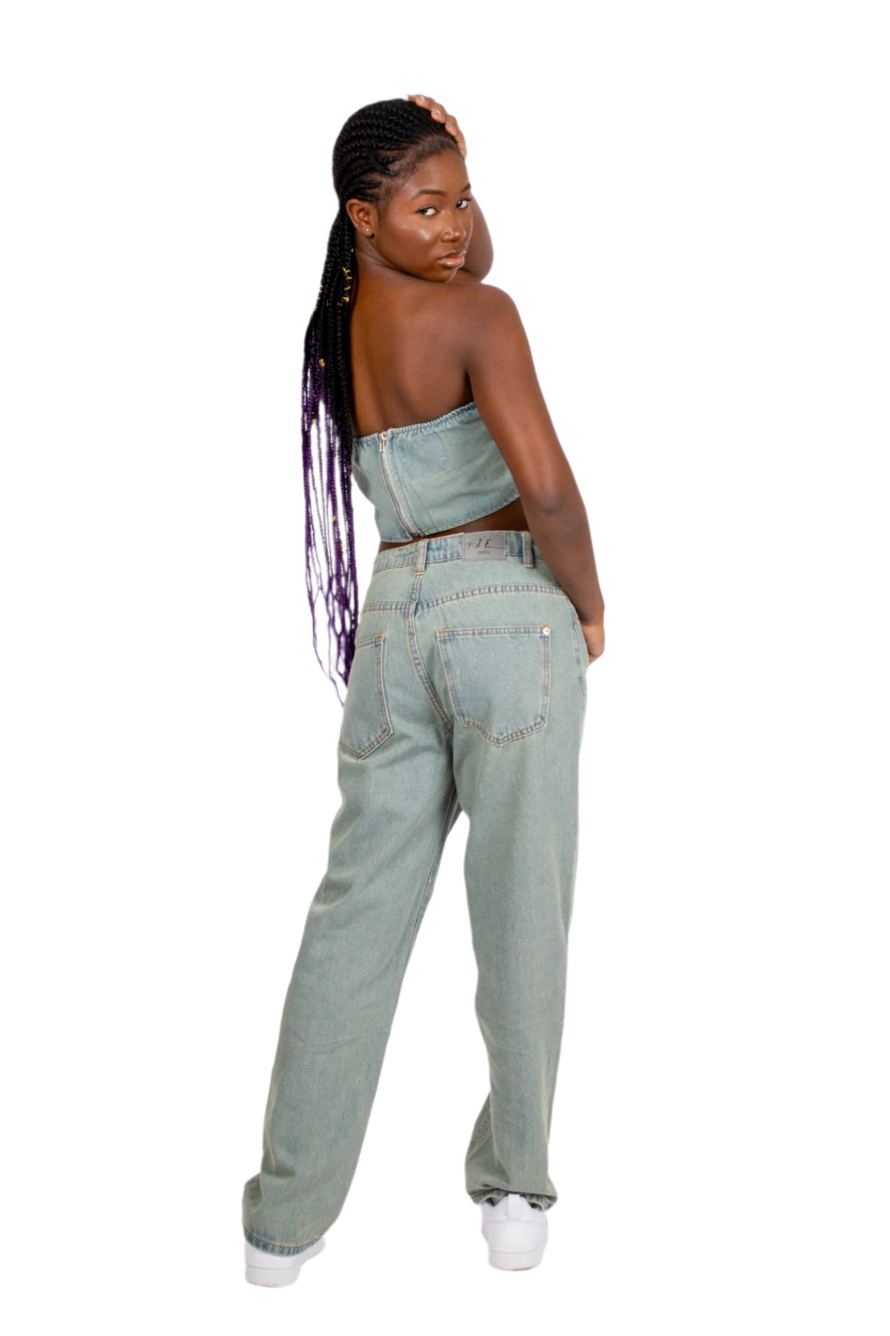 FAE Dirty Bleach High Waist Leg Jeans