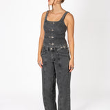 Washed Black Buckle Detail Jean