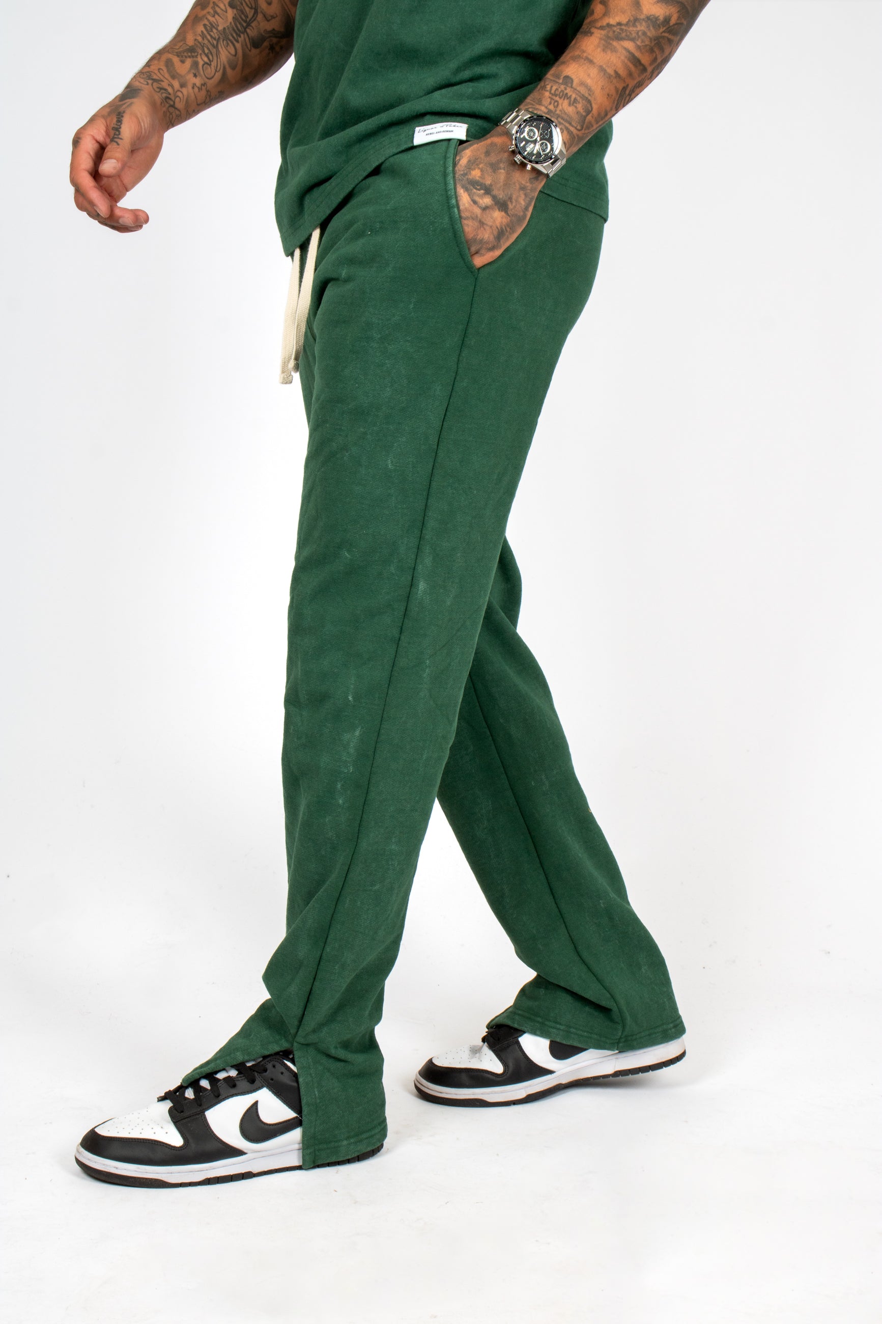 Acid Forest Green Recycled Relaxed Straight Leg Jogger