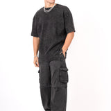 Acid Black Ribbed 'The Blessed 01' Varsity T-Shirt